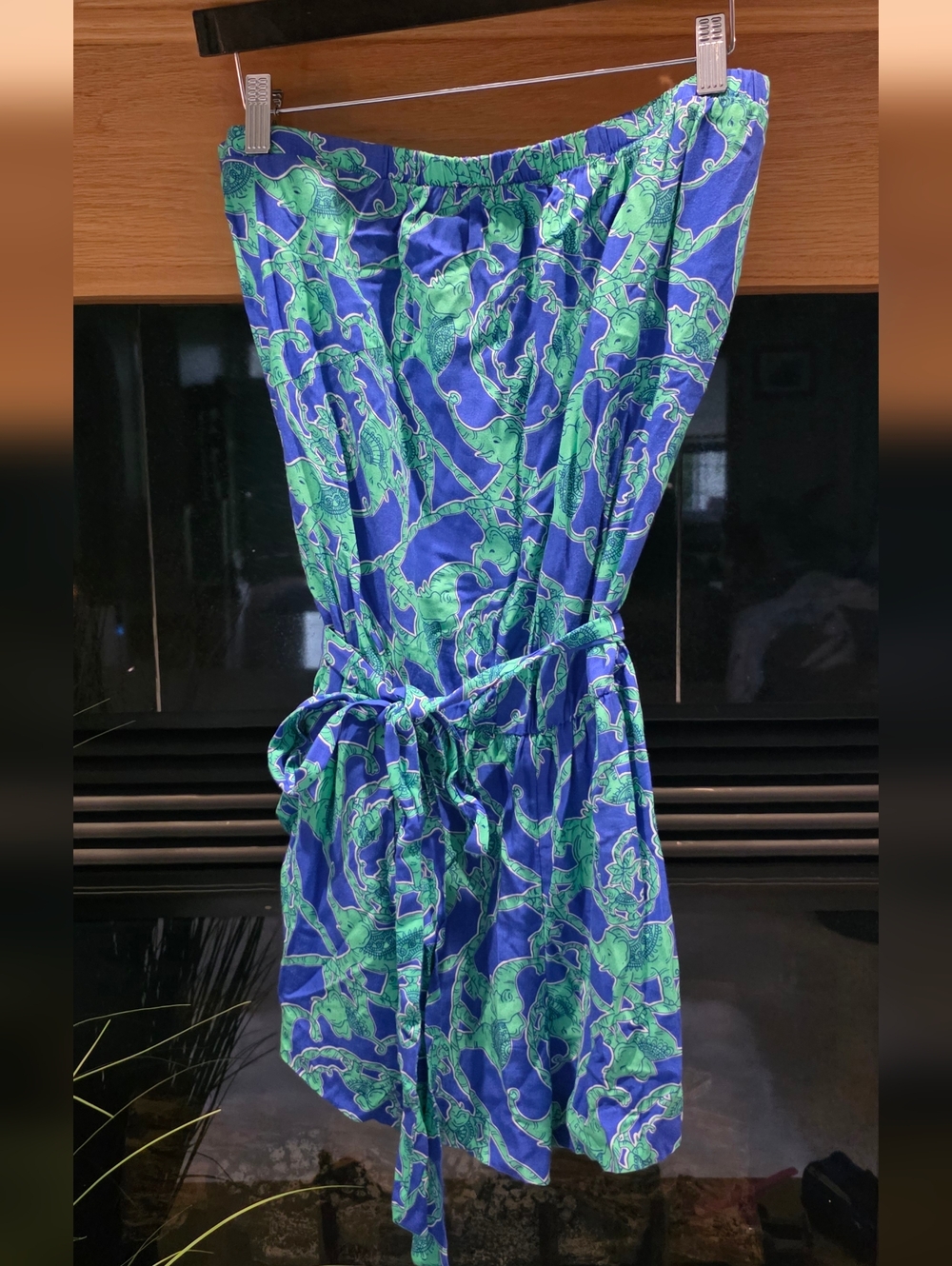 HTF 🦄 EUC Ritz Shorts Romper in Blue Loopy Elephants Size Large